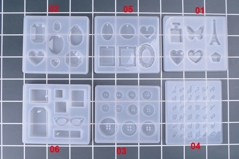 6 Designs Silicone Mold Resin mould Epoxy mold variety of pendant mold iron Tower style diamond alphabet twist button making