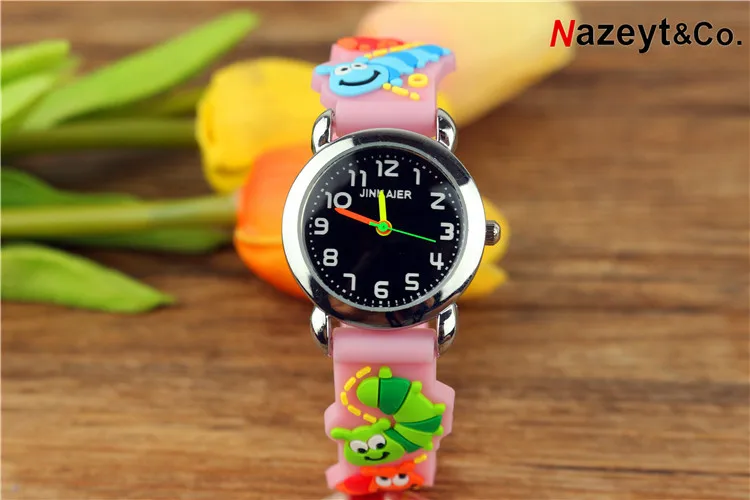 NAZEYT meninos quartz relógio de pulso crianças pequenas cara preta 3D annimal dial relógio de presente pulseira de silicone macio meninas crianças cartoo