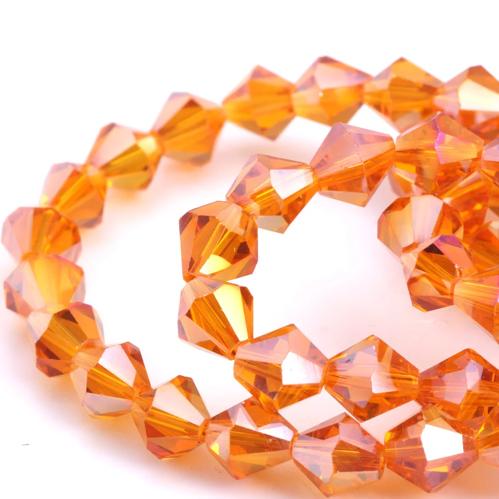 OlingArt 3/4/6/8mm  Bicone Upscale Austrian Multicolored crystal Orange AB color beads Loose bead bracelet DIY Jewelry Making