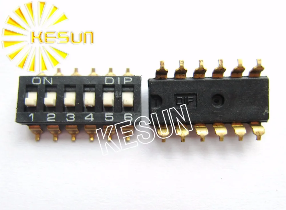 

China Quality KM-06 Black 6P SMT DIP Switch 2.54mm 6 Position IC Encoder Switch Slide Switch KM-06H x 100PCS