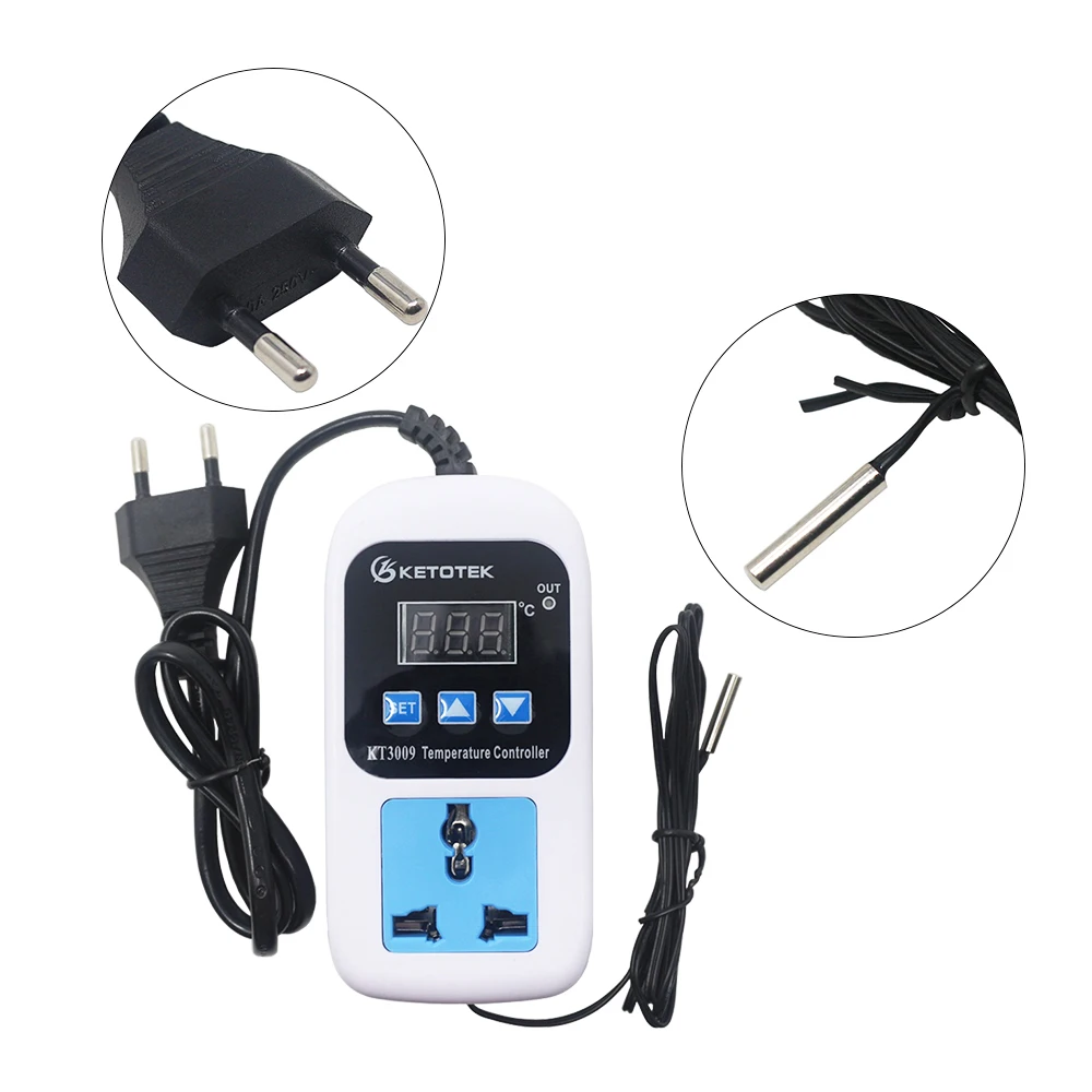 -50 ~ 110C Digitale Termostato Regolatore di Temperatura Interruttore Presa Spina di UE AC 110-220V Microcomputer Sensore NTC KT3008 KT3009