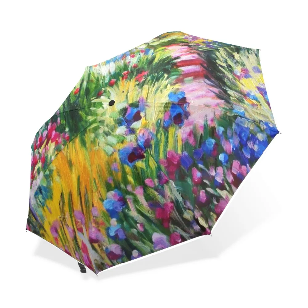 Oil Painting Rain Umbrella Folding Sunshade Monet Drawing Umbrella Waterproof Art Oil Painting Umbrella Sombrillas Para