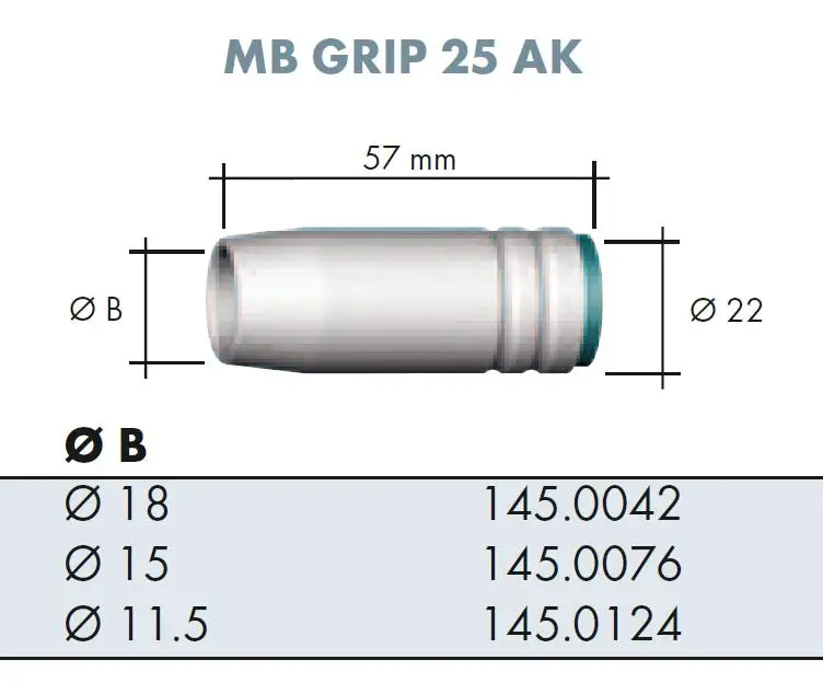 Imagem -02 - Bocal Consumível mb 25 25 ak 25ak Bico para Soldador Mig Mag Tocha de Soldagem Binzel bw Estilo 145.0042 145.0076 145.0124