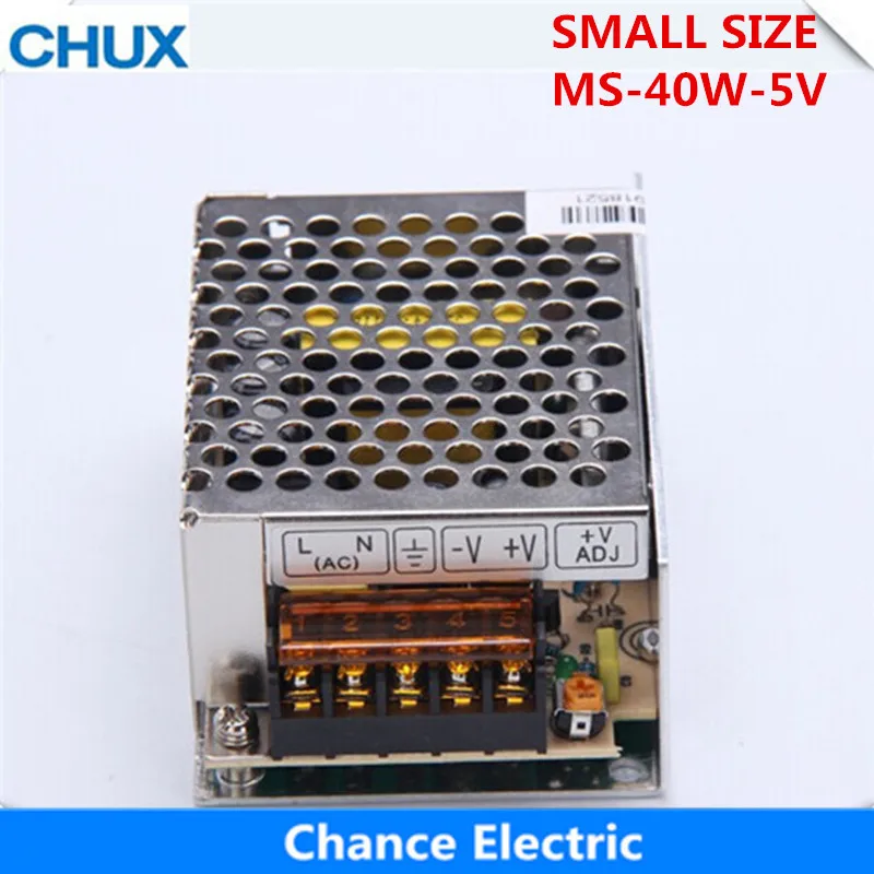 CHUX 40w 5v Switching Power Supply 12v 24v Small Volume For Led Strip Light Ac To Dc Ms-40w-5v Single Output 8a Power Supp