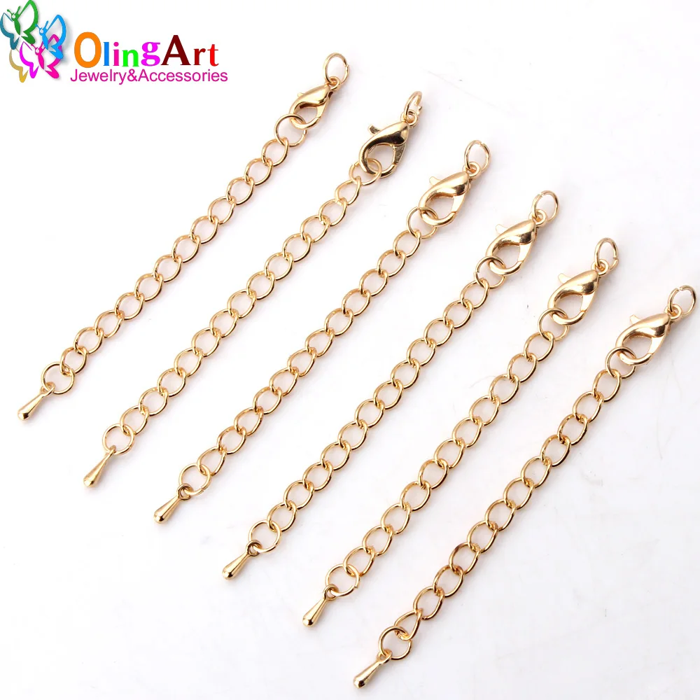 OlingArt 10/12/14/15/18/21MM 12 Cái/lốc Mạ KC Vàng Dây Làm vòng Tay Tôm Hùm Khóa Nối Dài Dây Chuyền Đuôi Trang Sức Làm