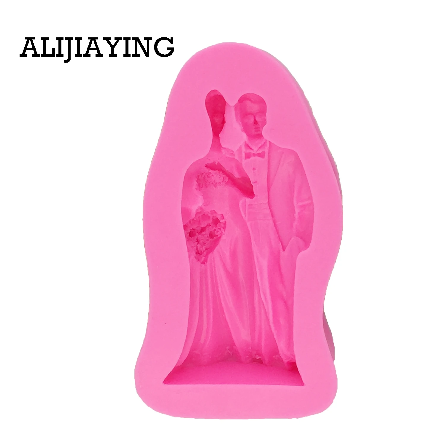 M0598 1Pcs Bride and groom Sugarcraft Silicone mold Boy girl Wedding cake decorating tools Fondant chocolate moulds