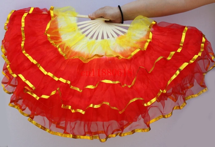 

20pcs/lot Free shipping Newest Chinese silk dance fan KungFu FAN Belly Dancing Fans with golden edge