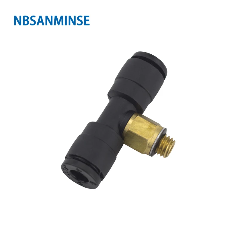 NBSANMINSE 10Pcs/lot PB-C Mini Fittings Plastic Male Branch Tee Fitting M3 M5 1/8 Pneumatic Push In Connector