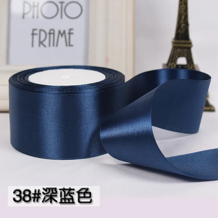 22meter/lot (50mm) (25 yards/roll) Navy blue Single Face Satin Ribbon Gift Wrapping Christmas ribbons Sewing Fabric Hand DIY