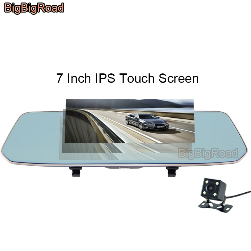 

BigBigRoad For Toyota Camry CHR C-HR Verso Venza Estima Fortuner Matrix Prius Car DVR Rear View Mirror 7 Inch IPS Touch Screen