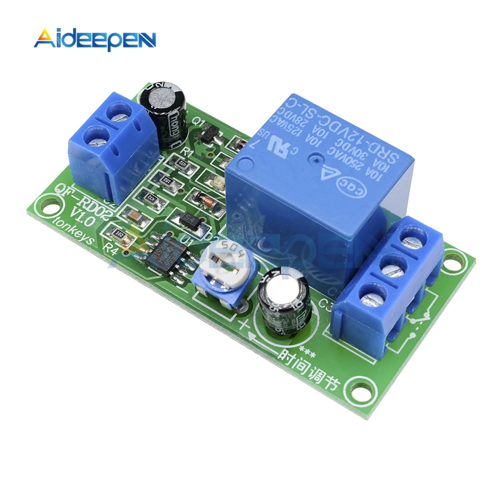 DC 12V 10V-14.5V Conduction NE555 Delay Timer Switch Adjustable Time Delay Relay Module Turn Off 1~60 seconds