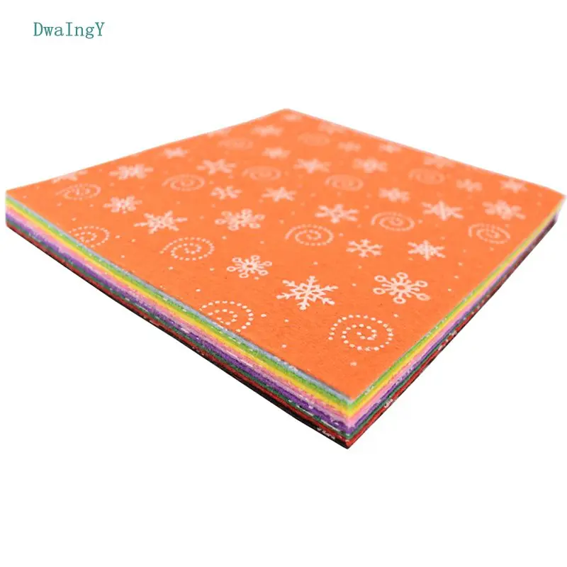 DwaIngY Printed snowflake Non Woven Felt Fabric 1mm Thickness Polyester Cloth Sewing Dolls Crafts Home Decoration Pattern 15x15c