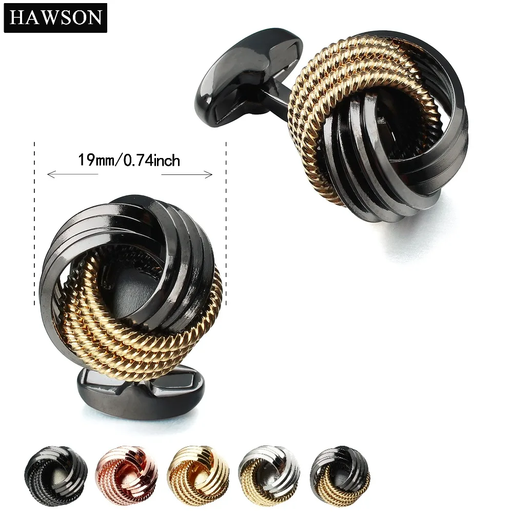 

HAWSON Knot Cufflinks for Man High Quality Button with Gift Box