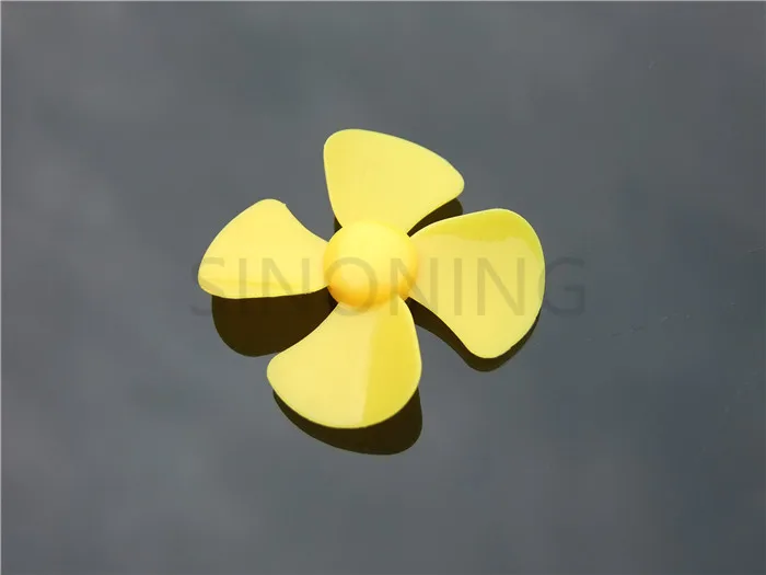 10pcs 60mm diameter four-leaf propeller model paddle DIY fit 2MM shaft Yellow