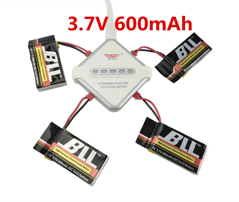 Sync Charging 4in1 5V/2A JST 3.7V 600mAh Battery Charger Adapter Kits For MJX X300 X400 X800 X400-2 FY550 1313 HJ818 Drone