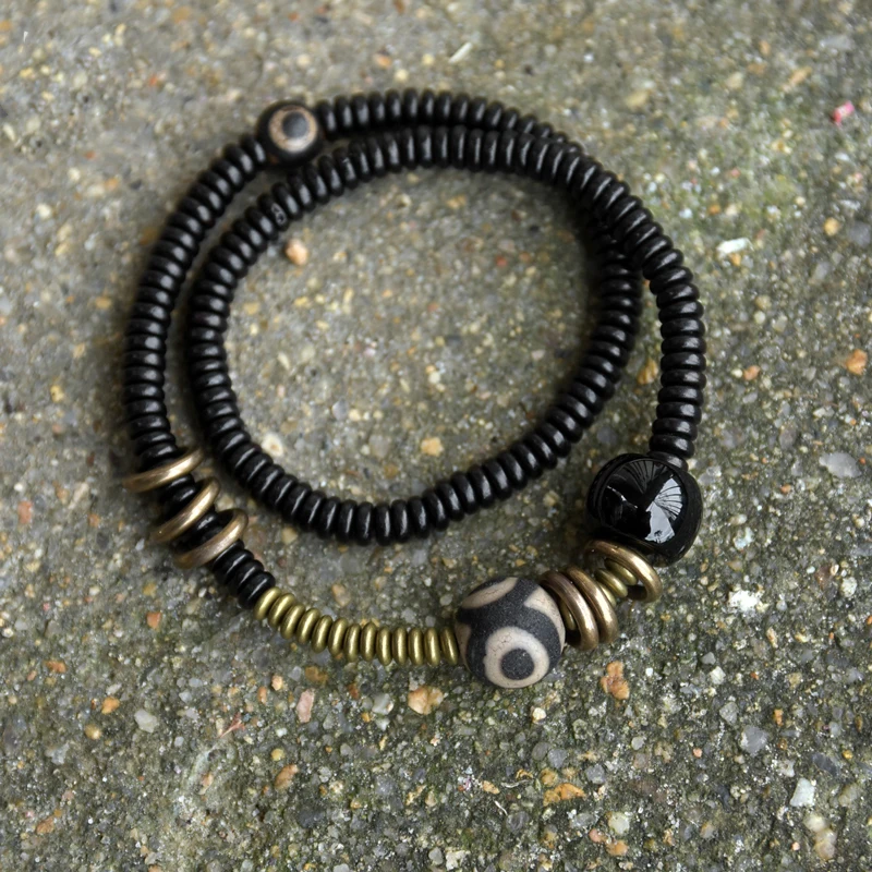 Black Onyx Anti-evil Eye Ebony Beads Bracelet Ethnic Unique Personalized Gift Meditation Unisex Jewelry Trend 2022 Women Bangles