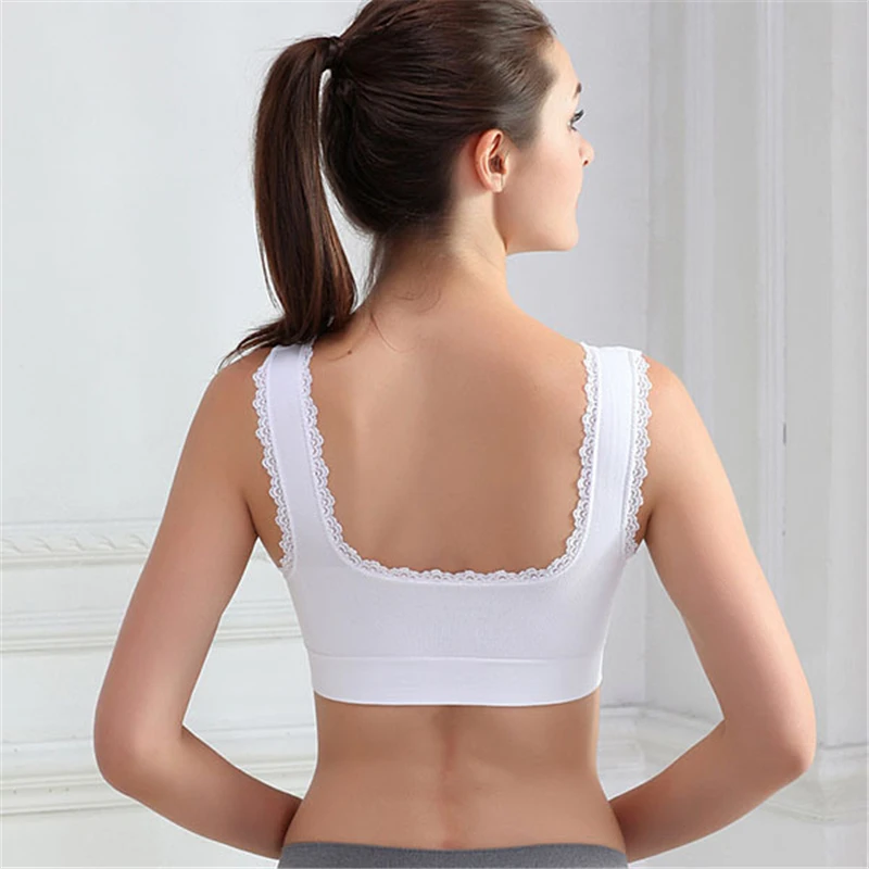 Women Lady Chic Casual Solid Lace Fitness Bra Padded Bra Crop Tank Tops Stretch Vest