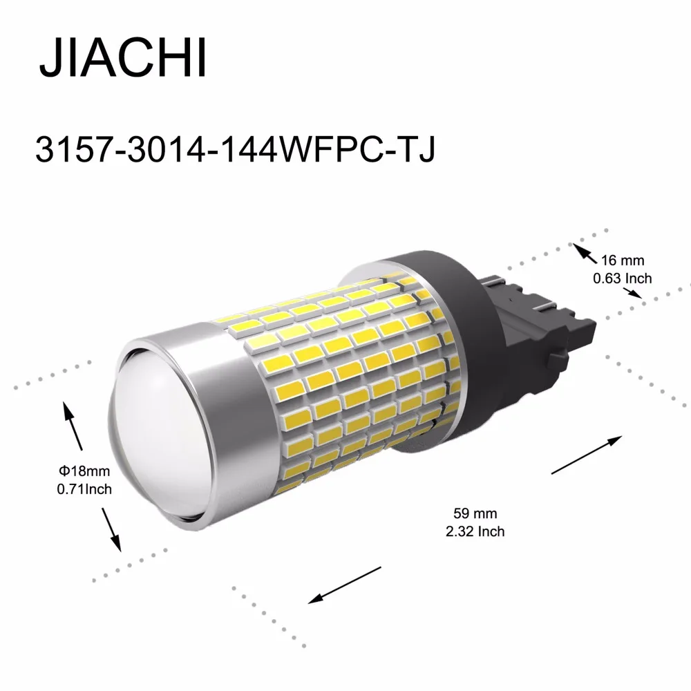 JIACHI 2PCS For Car Auto Bulb 3156 3157 Lights T25 P27W P27/7W 3014SMD 144Chip Backup Reverse Brake Tail Lamp Cool White DC12-24