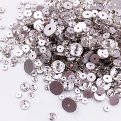 500/1000 pz/pacco cucito Flatback Strass trasparente cristallo rotondo perle di vetro cucire su Strass pietre di cristallo per la decorazione dei vestiti