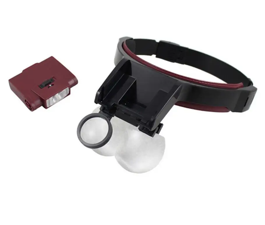 1X 1.7X 2X 2.5X 4.5X Head Wearing LED Illuminated Magnifier Loupe Medical Magnifying Glass for Dentist Clock Mobile Phone Repair