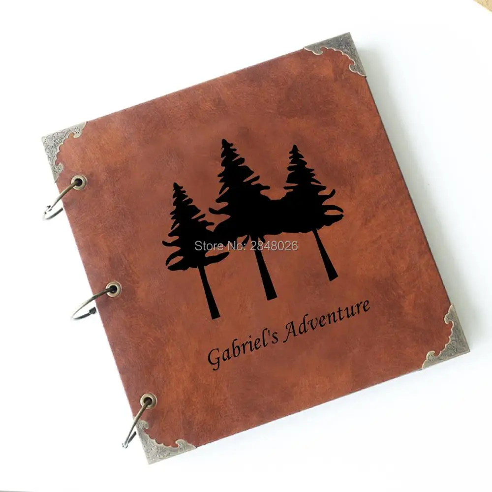 Custom Pine Trees photo album, self adhesive photo album, three ring binder wedding guestbook, custom gift