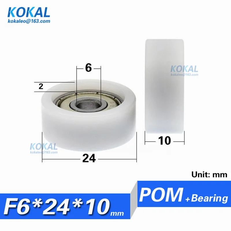 [F0624-10] 1 cái/lốc phẳng loại 626zz 626 bóng mang tráng với POM PA Nylon nhựa bánh xe ròng rọc không -tiêu chuẩn ròng rọc mang