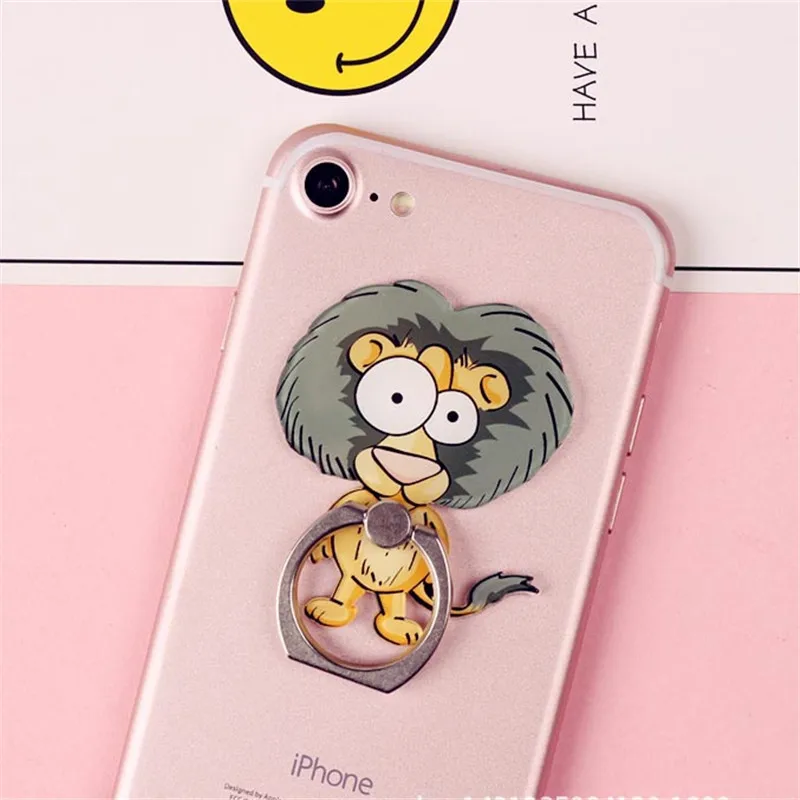 Cute Cartoon Ring Finger uchwyt na telefon komórkowy zwierząt 360 stopni telefon pierścień uniwersalny metalowy uchwyt stojak Smartphone dla iphone