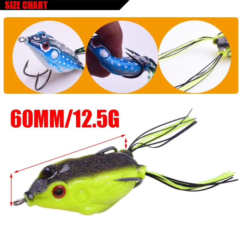 8PCS Mixed Color Frog Soft Lure Set Top Water Wobblers Rubber Artificial Baits for Pike Snake Head Gear Lures Kit Fishing Tackle