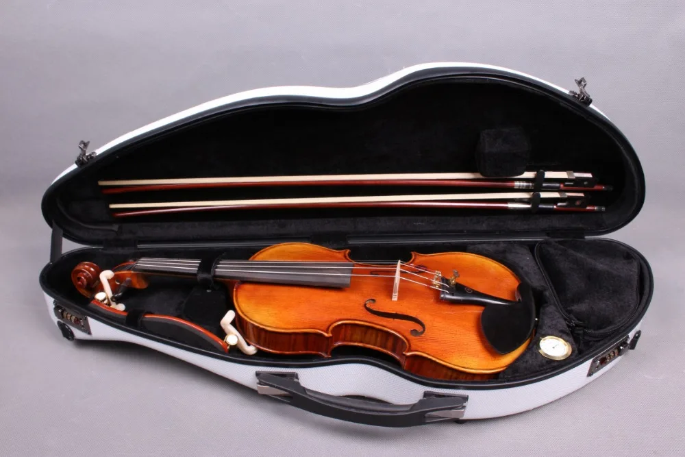 yinfente  Fiberglass Violin 4/4 OBLONG Hard Case SILVER - NEW w/ straps & blanket