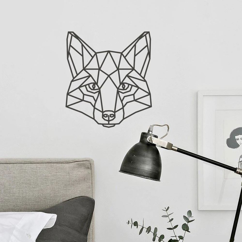 Fox Wall Decal Kids Rooms Geometric Fox Head Sticker Bedroom Removable Polygon Shape Animal Decals Mural Animal Tattoo D729