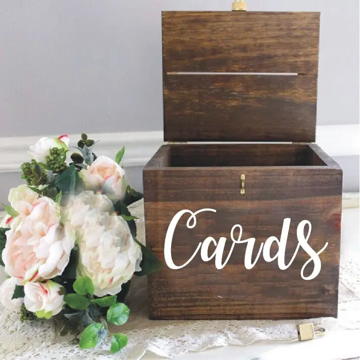 Wedding Card Box Vinyl Sticker Ceremony Cards Decals Wedding Reception Decoration Card Box Label Sticker Vinyl Art Mural AZ467