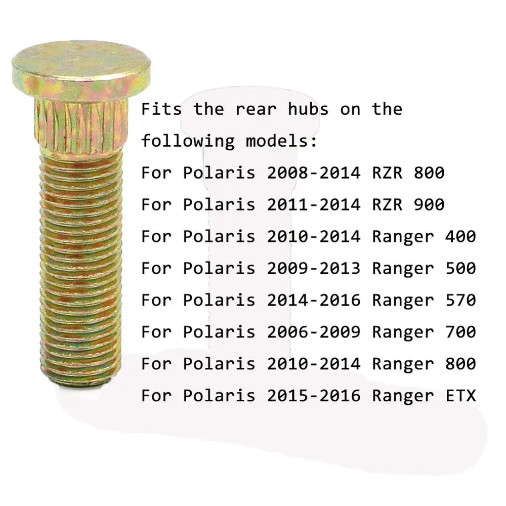 

Болты-шпильки заднего колеса, 1/4/6 шт., аксессуары для квадроциклов Polaris RZR Ranger 800, 900, 400, 500, 570, 700, ETX (3/8x1,50 дюйма), замена 7518378