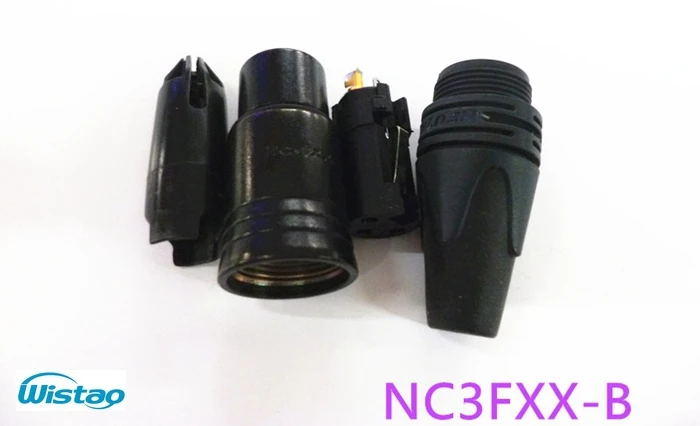 Contatos banhados a ouro do chapeamento de Shell preto fêmea do conector HIFI XLR para o cabo de 3 núcleos Neutrik HIFI áudio DIY