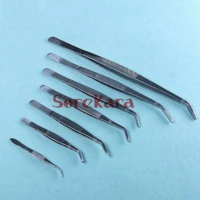 30cm Stainless Steel Tweezer Curved Round Tip Chemistry Medical Tool