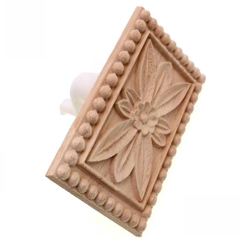 RUNBAZEF Dongyang Woodcarving Floral Decoration Style Rectangle Wood Applique Patch Carved Flower Bed Furniture Cabinet Figurine