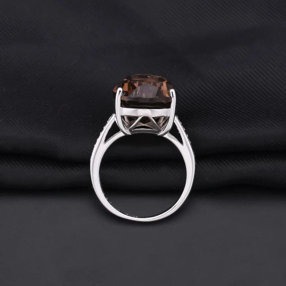 Gem\'s Ballet 10.68ct Natural Smoky Quartz Gemstone Cocktail Rings For Women 925 Sterling Silver Engagement Ring Fine Jewelry