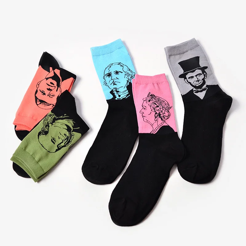 COCOTEKK Original Creative 21 Styles of Design Women Men Cotton Art Socks Van Gogh Oil Painting Socks Famous People Socks