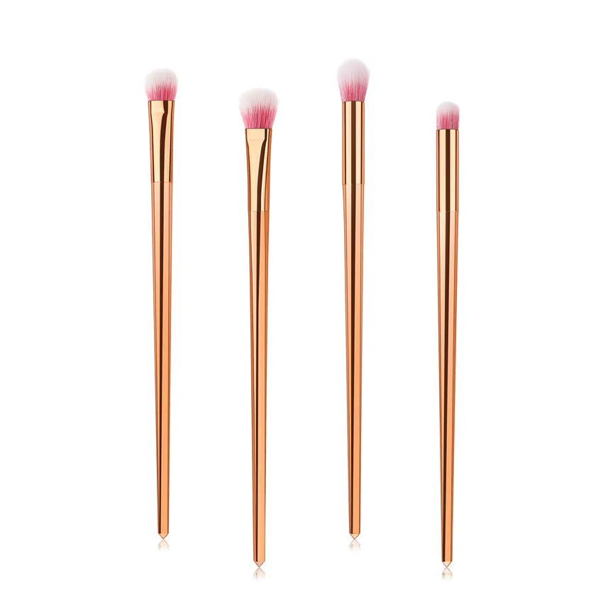 SAIANTTH 4pcs rose gold long tube makeup brushes set eyebrow eyeshadow eyeliner lip pincel maquiagem women eyes beauty brush kit