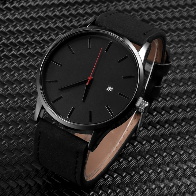 Leather Strap Watch Man Men s Black Watch Sport Wristwatch Quartz Wristwatches Quartz Wristwatches Aliexpress