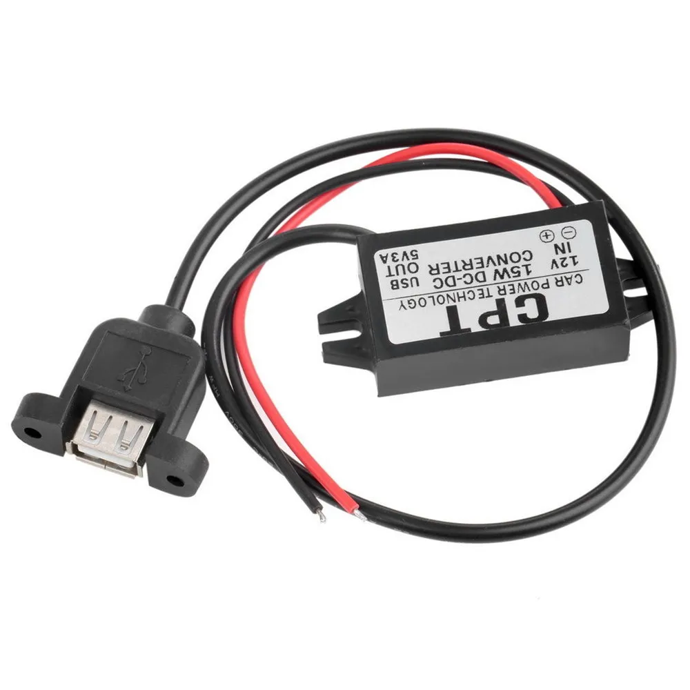 Fuente de alimentación para coche, convertidor reductor de potencia de 12V a 5V, 3A, 15W, macho y hembra, Micro USB, Mini adaptador USB, protección