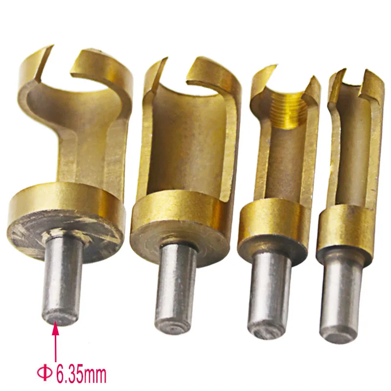 4 Pcs Titanium Bulat Betis Plug Cutter Set 6-16 Mm Lubang Kayu Bor Bit Alat Listrik