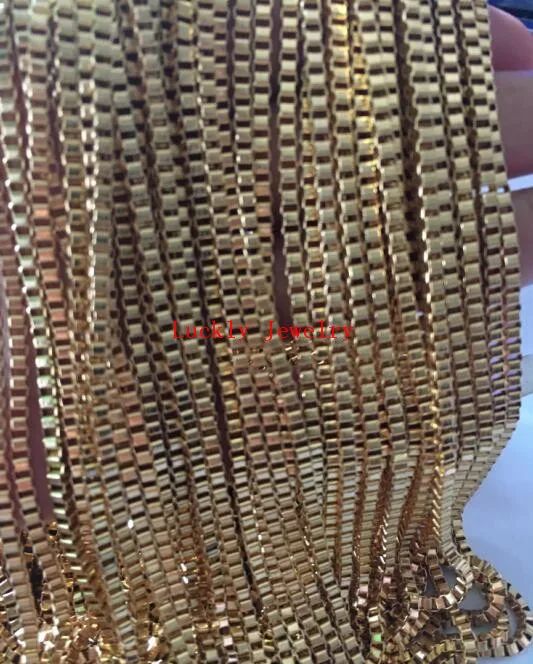 3 meter Lot in bulk Gold Plated Stainless steel 2.4MM Box- Link Chain Jewelry finding Marking DIY