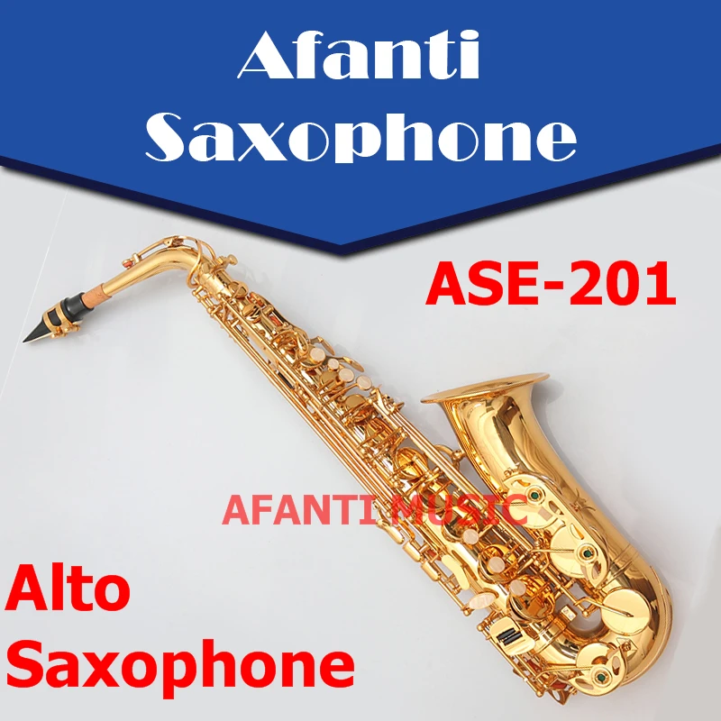 

Afanti Music Eb tone / Electrophoresis Gold Alto Saxophone (ASE-201)