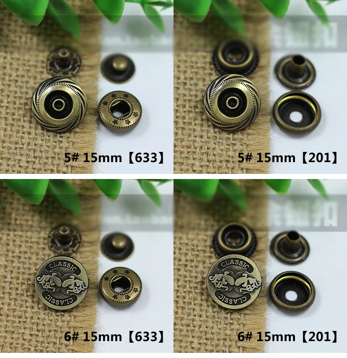 bronze color vintage 15mm metal decorative hand press snap button for clothing/bag sewing accessories 50pcs/lot