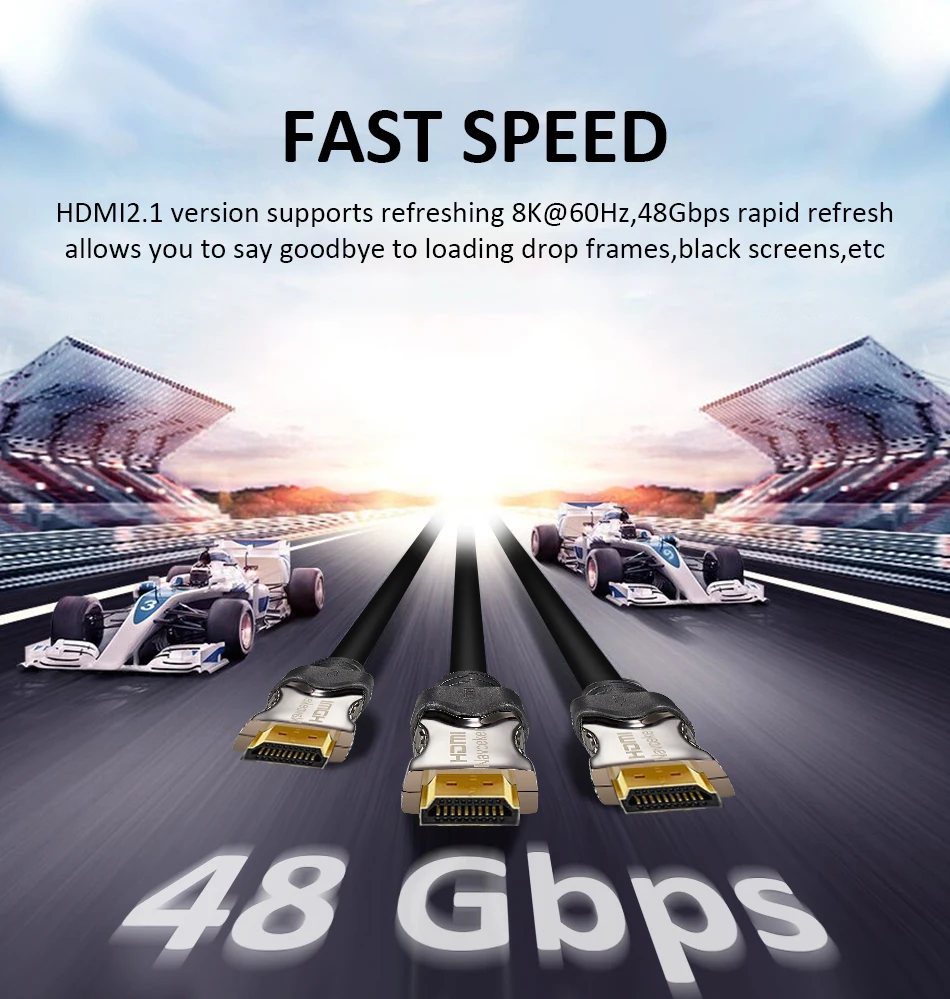 2020 ที่ดีที่สุด 8K 48Gbps 2.1 สายHDMI 4KสายHDMI 2.1 eARC Cabo HDMI 2.1 UHDแบบไดนามิกHDR HDMI 2.1 สำหรับ 8K Samsung QLED TV