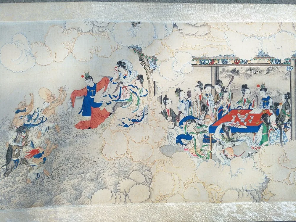 Rare Hand-painted Chinese paintings, picture the long axis of the Qing Dynasty in China, 