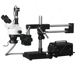 Stereo Microscopio-AmScope Forniture 3.5X-90X Stereo Boom Braccio Microscopio con 10MP Camera + di Luce In Fibra Ottica