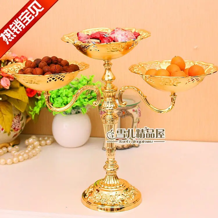 The new European fashion creative golden three feet high luxury hotel KTV wedding essential Home Furnishing compote