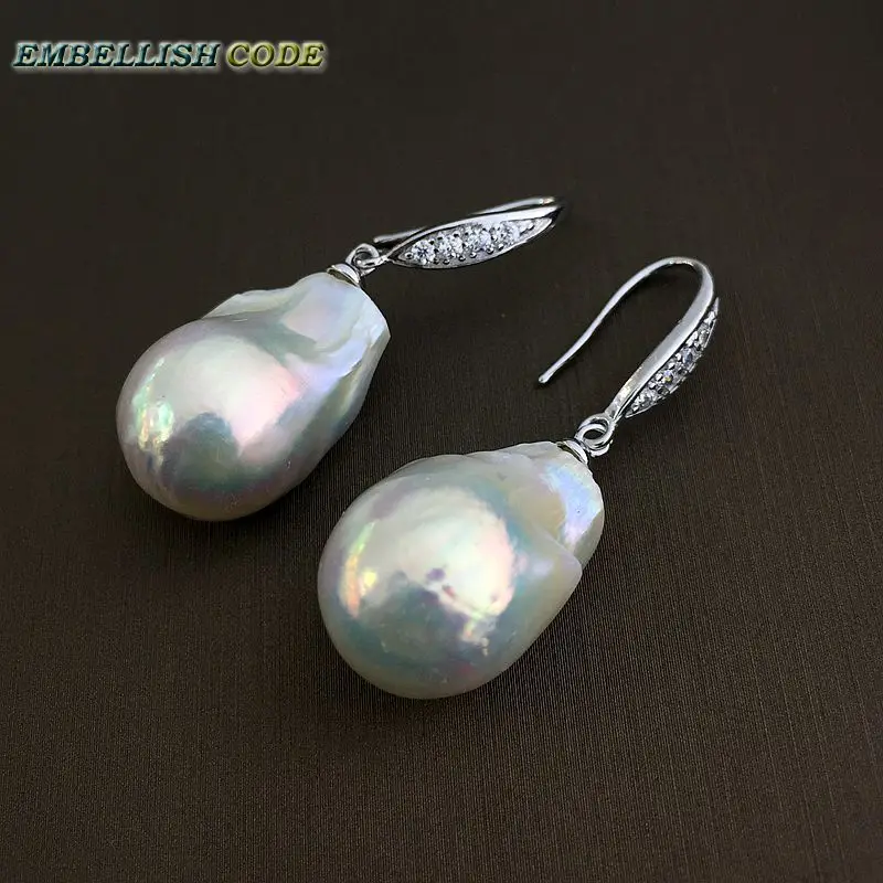 baroque Irregular style pearl hook earrings flameball plus size tissue nucleated natural freshwater pearls Special