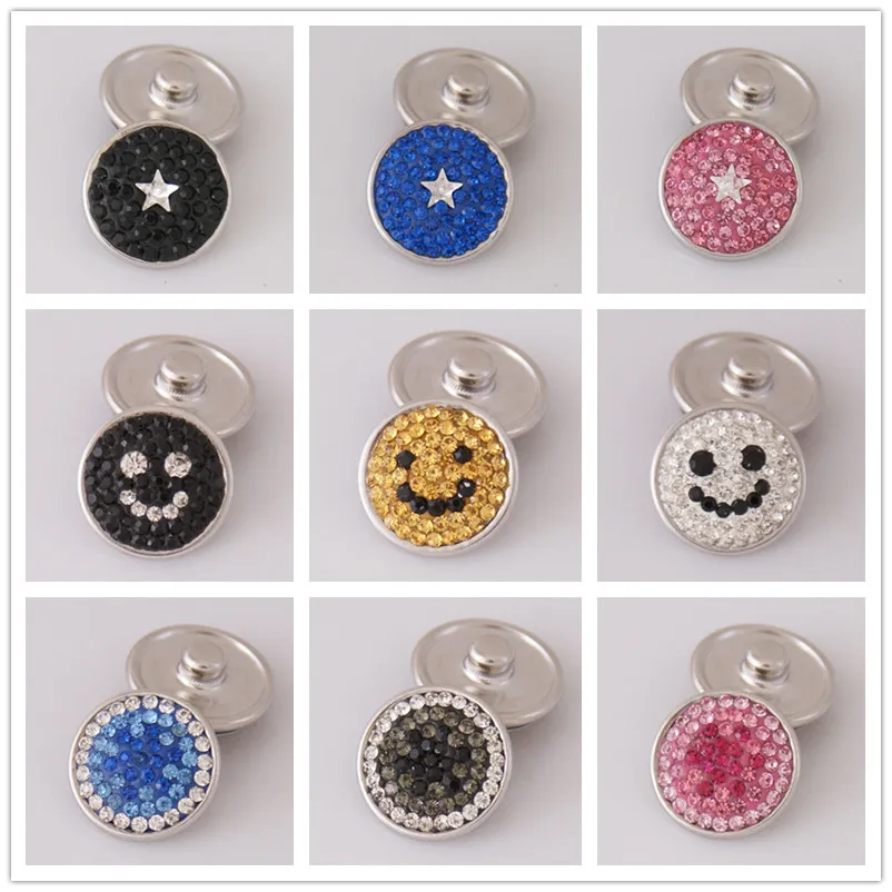 

Fashion Star Smile beauty 18MM Rhinestone&clay manual snap buttons Shambala snap buttons fit DIY 18mm snap jewelry wholesale